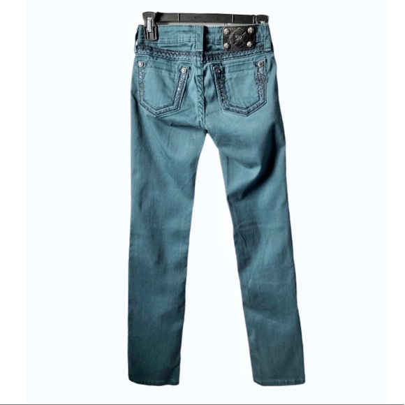 SOLD Miss Me Girls Dark Teal Skinny Jeans Size 14 - Picture 8 of 8